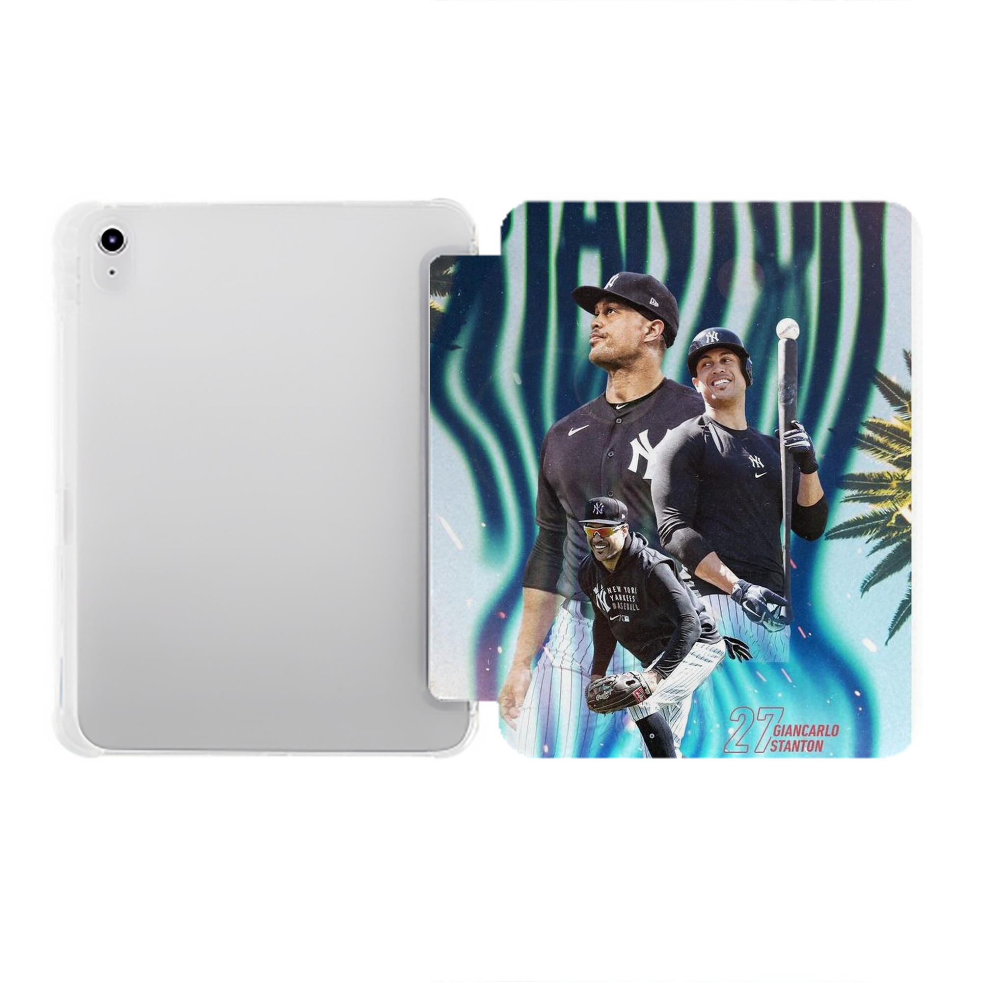 Giancarlo Stanton 31 Premium Tri-Fold PU Leather & Silicone IPad Case With Pencil Slot – Fits 9.5,10.5,10.9 – Adjustable Stand, Slim, Protective